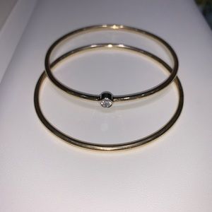 Solid 14k Gold stamped Bangles Bracelets & CZ 💎